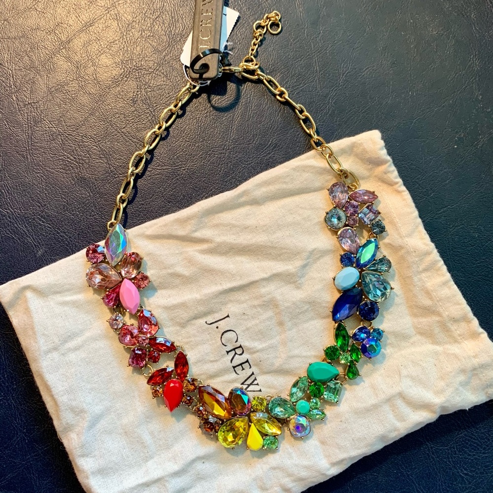 J. Crew multicolor gemstone floral necklace- NWT - Picture 3 of 5